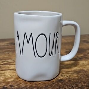 Rae Dunn Magenta Ivory Ceramic Amour Tea Mug NWOT
